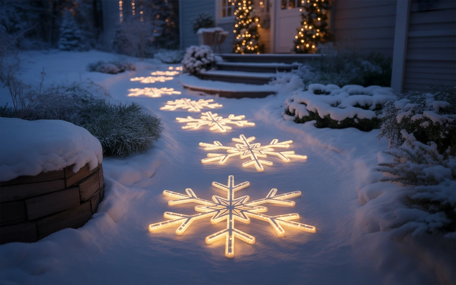 Illuminated Snowflake Pathway Markers