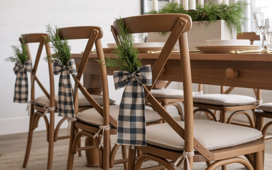 Cozy Plaid Christmas Chair Decor