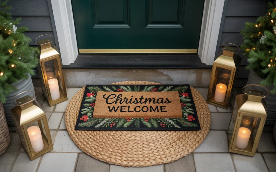 Festive Doormat Layering for Extra Charm