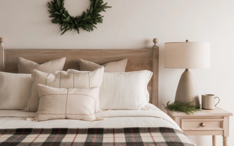 Farmhouse Bedrooms with Subtle Holiday Touches