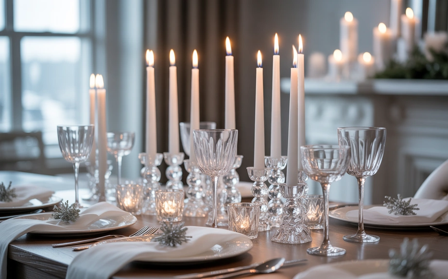 Frosted Glass and Crystal Candle Arrangement