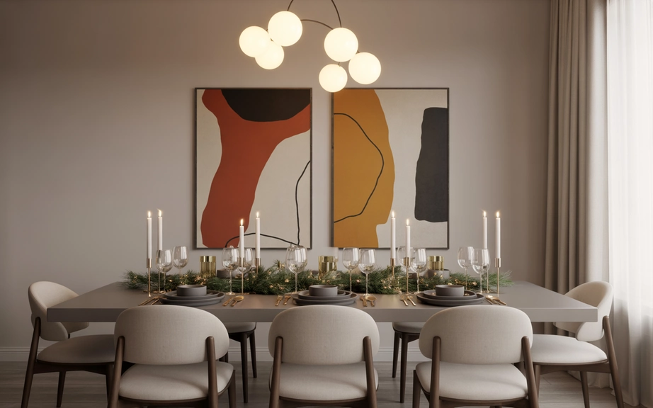 Modern Dining Room with Bold Contemporary Art