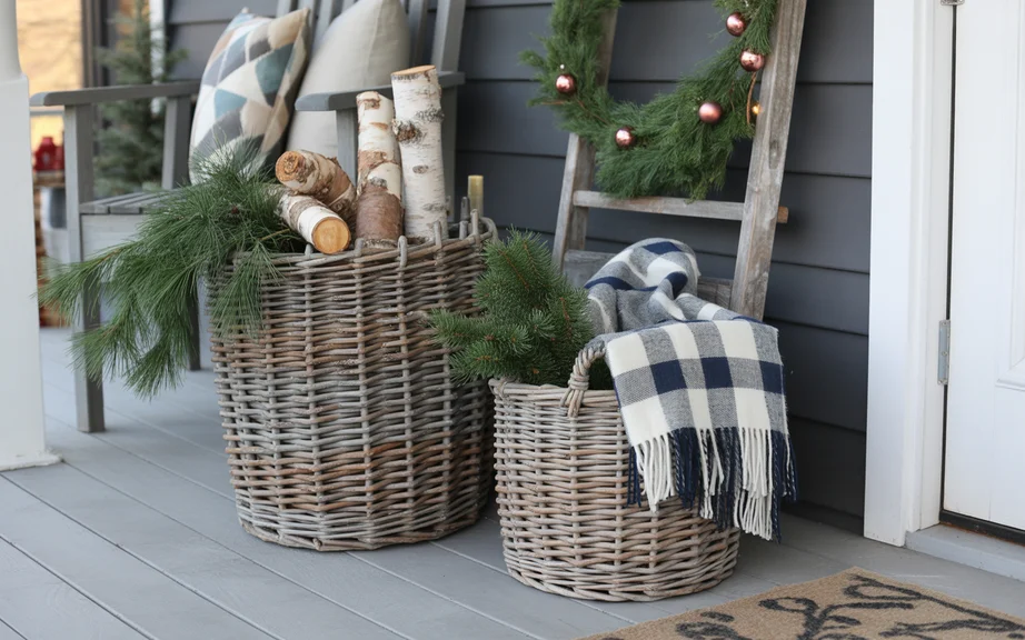 Woven Baskets with Winter Textures