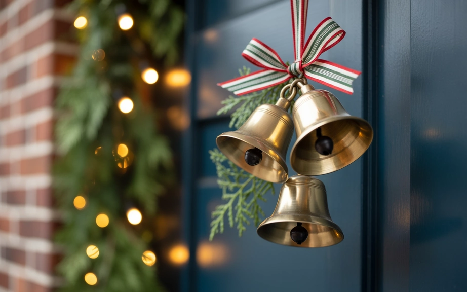 Hanging Christmas Bells by the Front Door