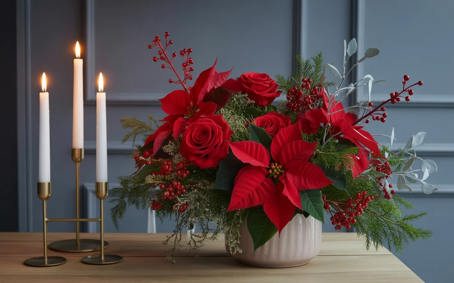 Red Floral Arrangements for Holiday Drama