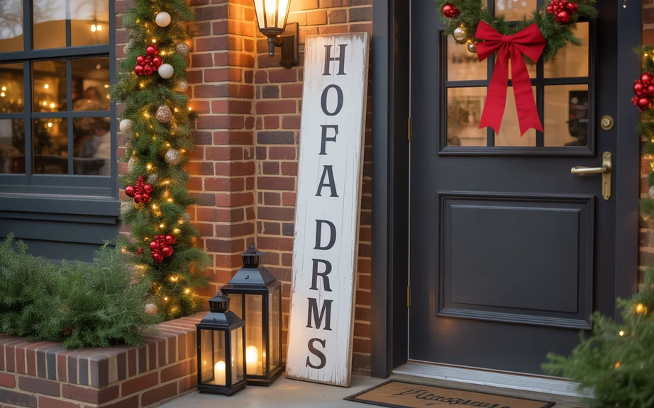 Christmas Porch Sign with Holiday Greetings