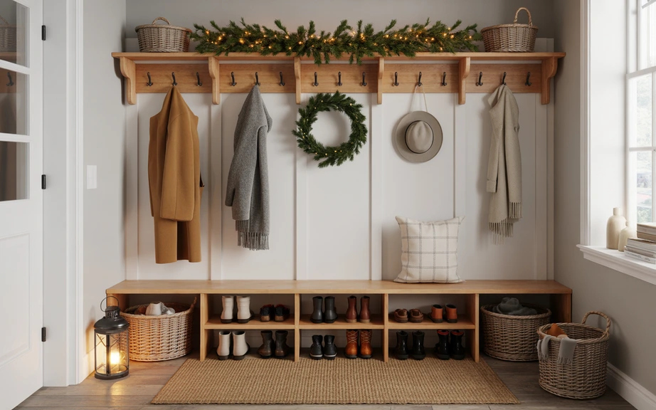 Entryway Mudroom with Farmhouse Function