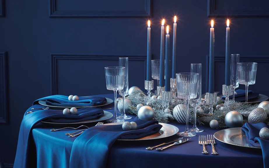 Navy Blue and Silver Chic Holiday Table