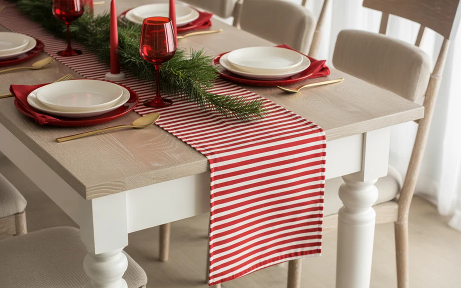 Red and White Striped Table Runner
