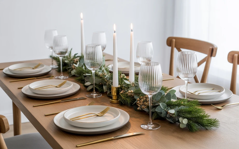 White and Gold Modern Luxe Christmas Table