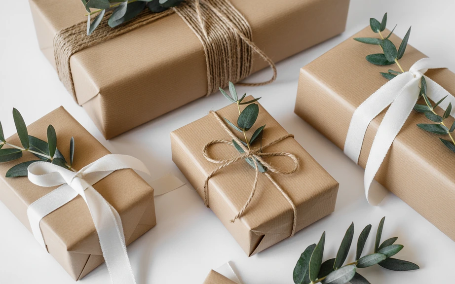 Minimal Gift Wrapping With Natural Textures