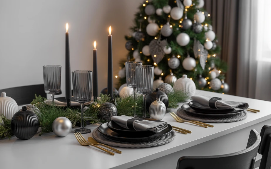 monochrome christmas decor in sleek modern style