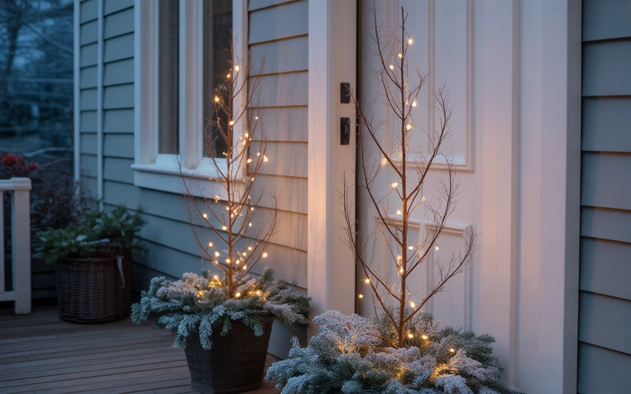 Pre-Lit Twig Trees for a Soft Winter Glow