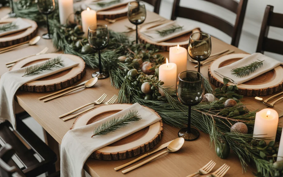 Rustic Wood Slice Charger Tablescape
