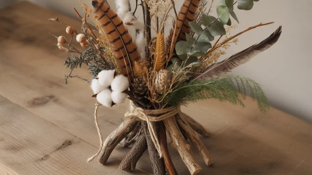 DIY handmade farmhouse Christmas ornaments crafted from natural materials