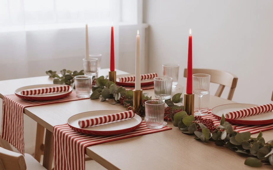 Candy Cane–Inspired Christmas Table Decor