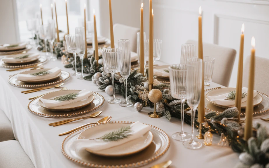 Gold and White Elegant Holiday Table