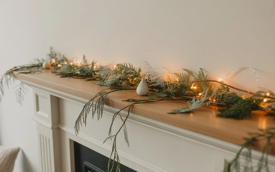 2. Simple Greenery Over Heavy Garlands