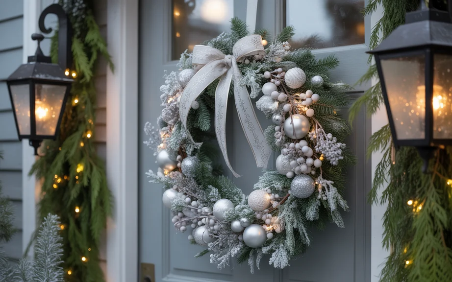 Snowy Wreath With Silver Accents