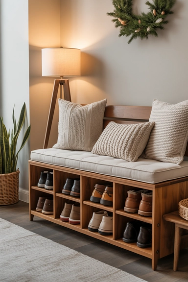 Storage Bench with Shoe Organizer