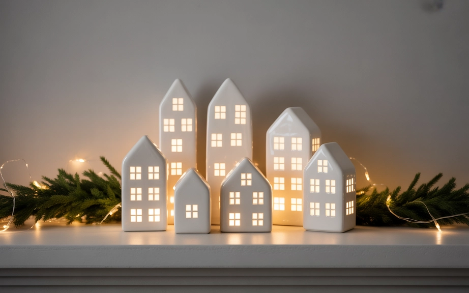 Ceramic Houses With Soft Ambient Lighting