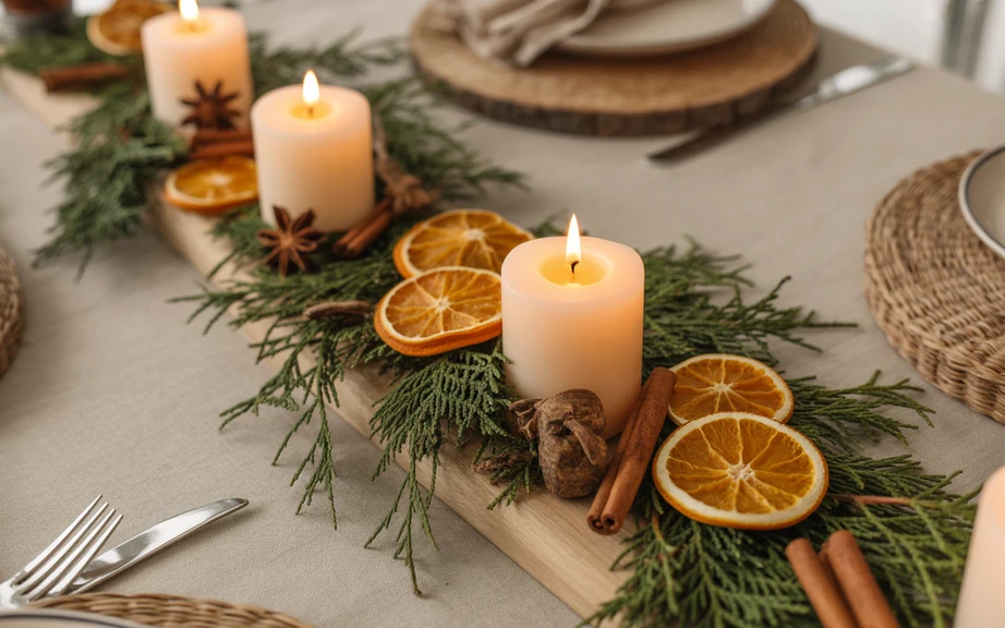 Dried Orange and Cinnamon Natural Tablescape