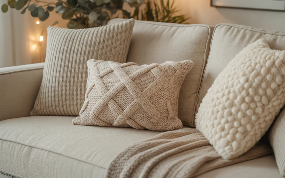 Knitted and Textured Pillows for Soft Comfort