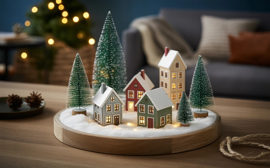 Snowy Village Christmas Centerpiece