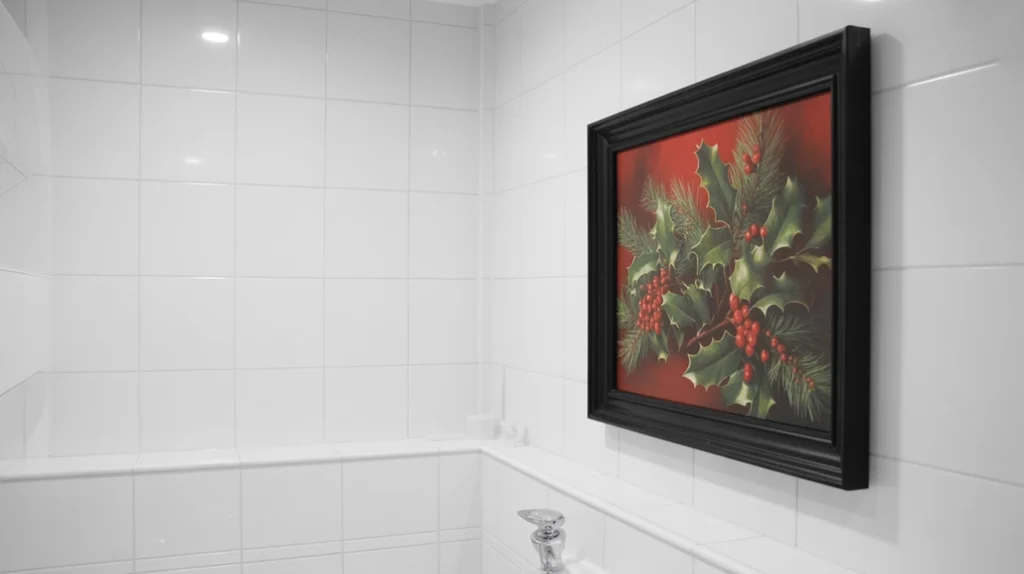 red and green holiday artwork adding traditional christmas charm