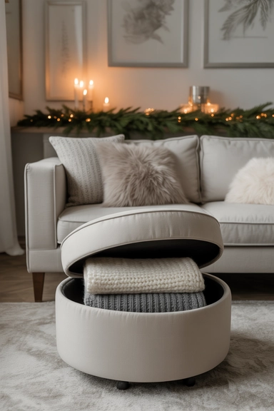 Concealed Storage Ottoman for Winter Essentials