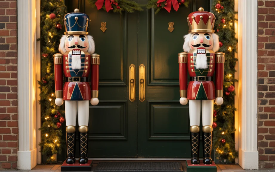 Oversized Nutcrackers Framing the Entry