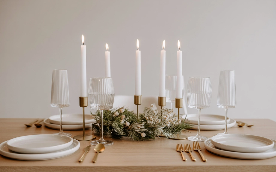 Minimalist Gold Accents Christmas Table Setting