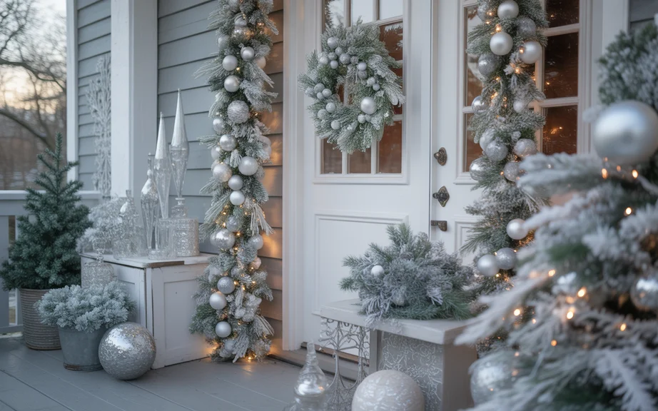 Silver, White, and Crystal Porch Styling