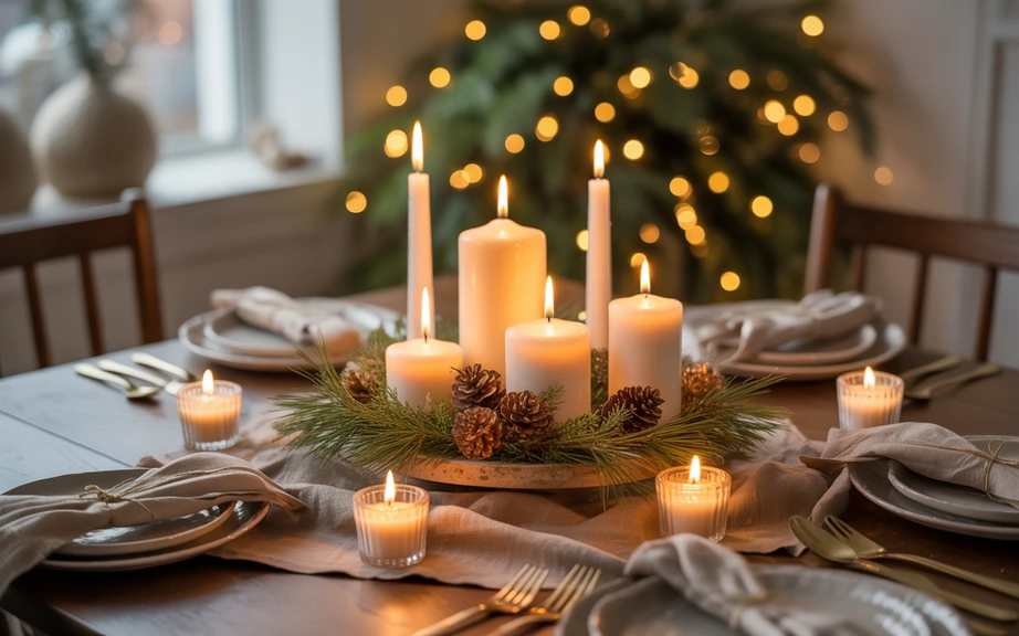 Cozy Candlelit Christmas Centerpiece