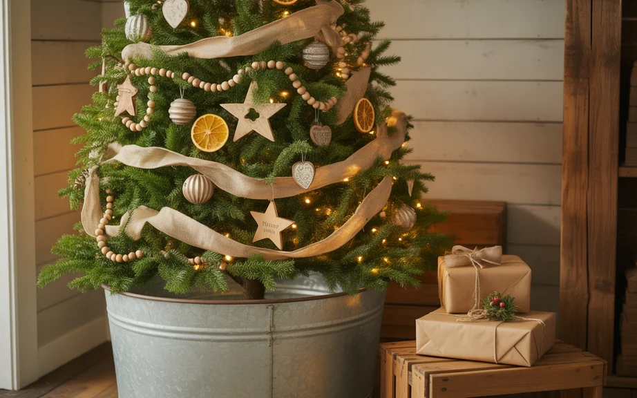 Rustic Farmhouse Christmas Tree Styling