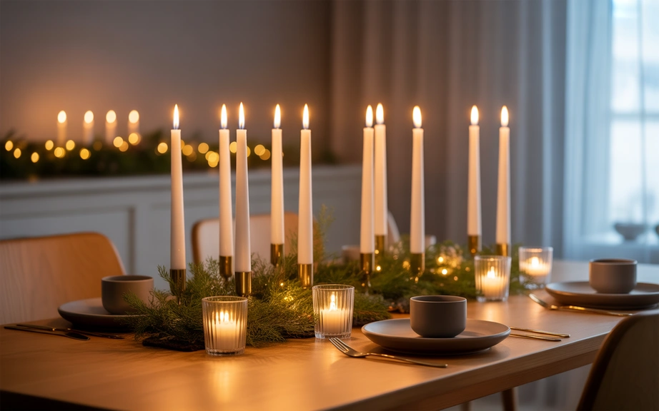 Scandinavian Candlelit Dining Table