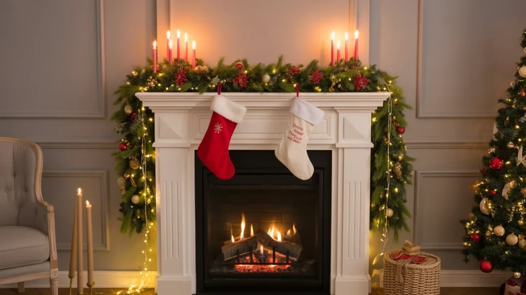 festive mantel styling ideas for warm and cozy Christmas night