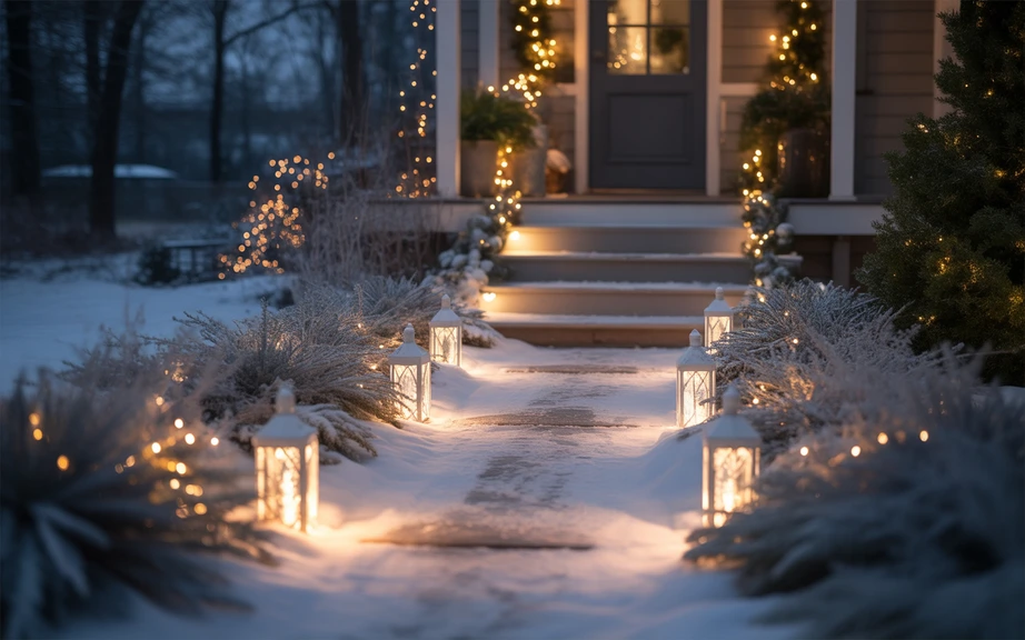 Illuminated Walkway With Soft White Lights