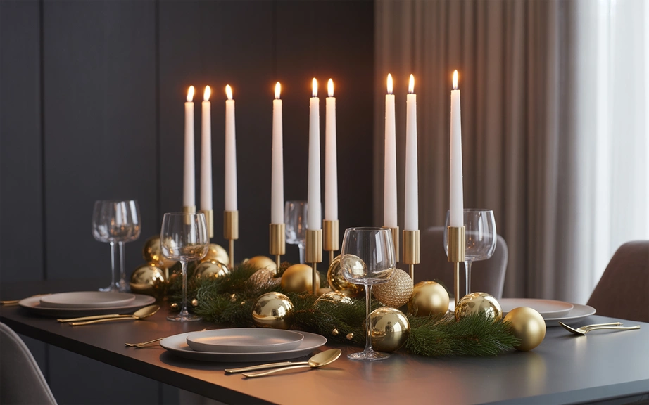 Modern Gold and White Christmas Centerpiece