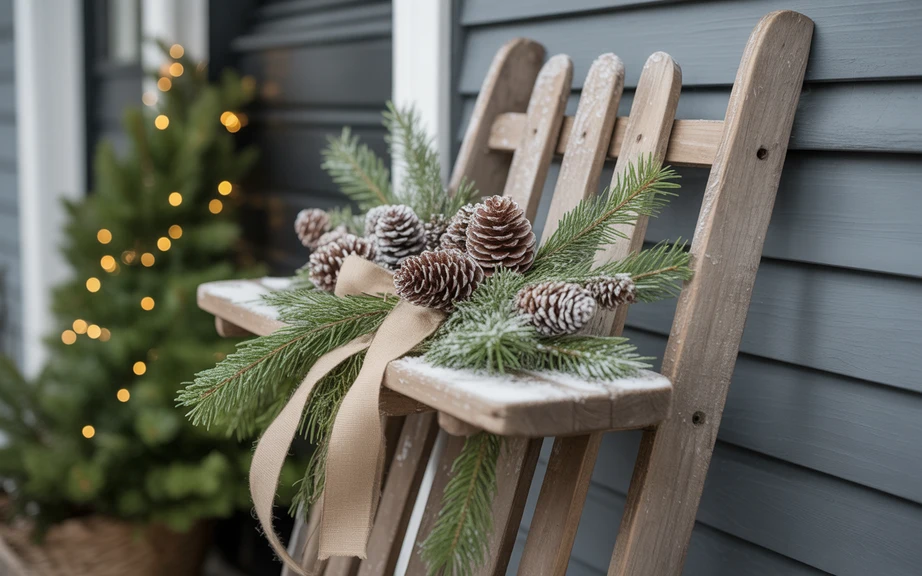 Vintage Sled Styled with Greenery