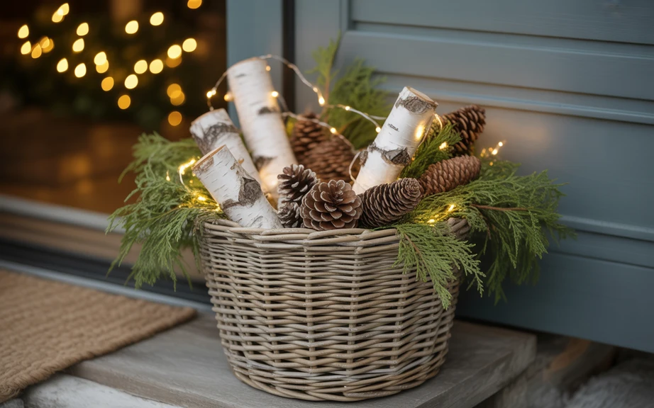 Farmhouse Basket Filled with Greenery