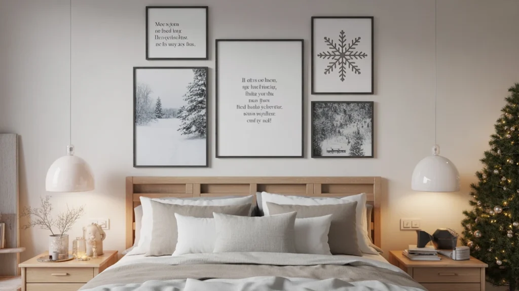 Bedroom decorated with Christmas candles and diffusers for a warm scent