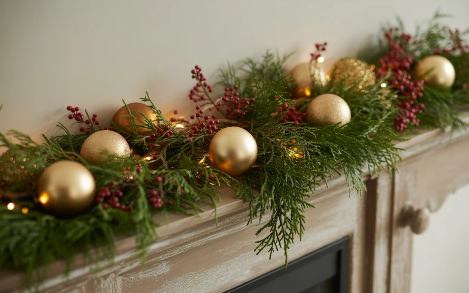 Lush Greenery to Balance Red and Gold