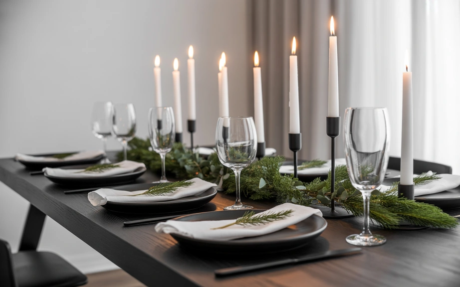 Minimalist Black and White Holiday Table