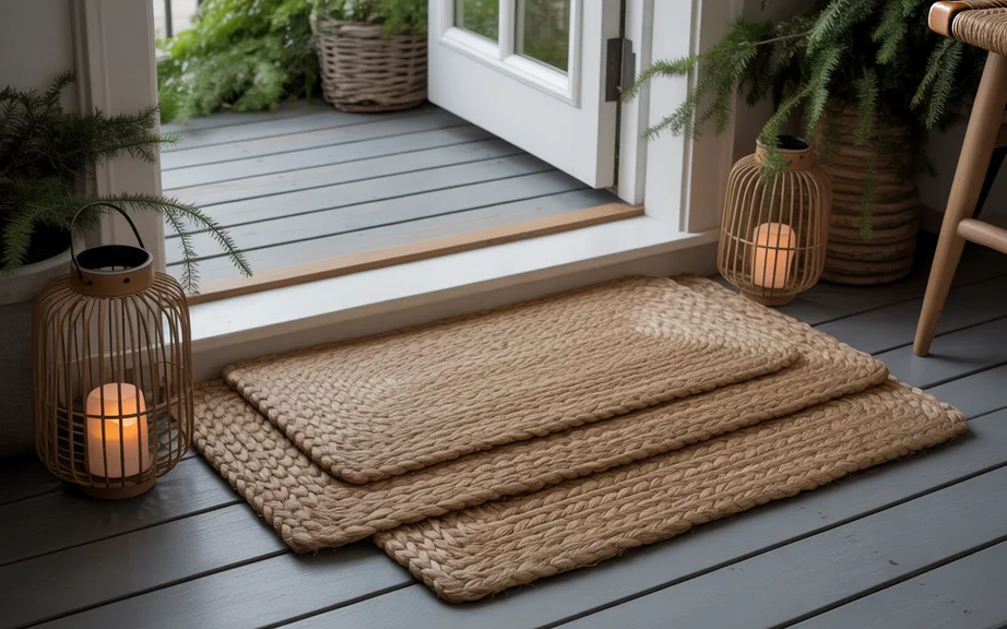 Natural Fiber Doormats with Layered Textures