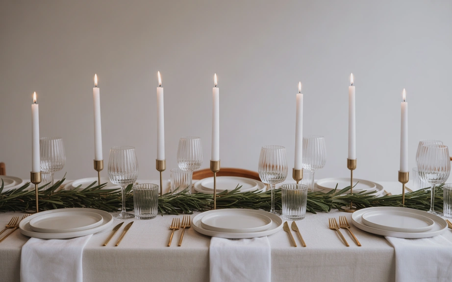 White Linen and Greenery Minimalist Elegance