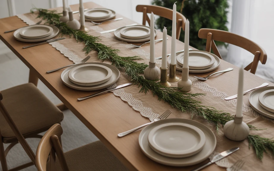 Burlap and Lace Rustic Table Runner