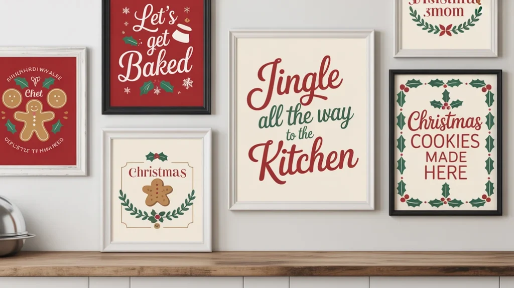 Printable Christmas wall art framed for inexpensive holiday kitchen decoration