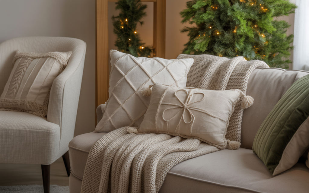 Add Holiday Pillows and Throws for Extra Comfort