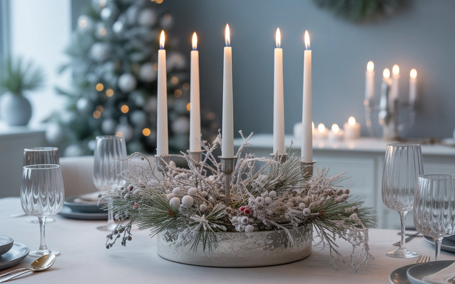 Frosted Greenery Christmas Centerpiece